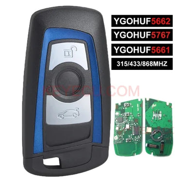 Blue YGOHUF5662, YGOHUF5767, YGOHUF5661 Smart Remote Key Fob 3 Button 315MHz/433MHZ/868MHZ PCF7953 / PCF7945 for BMW F Chassis FEM / BDC CAS4 CAS4+